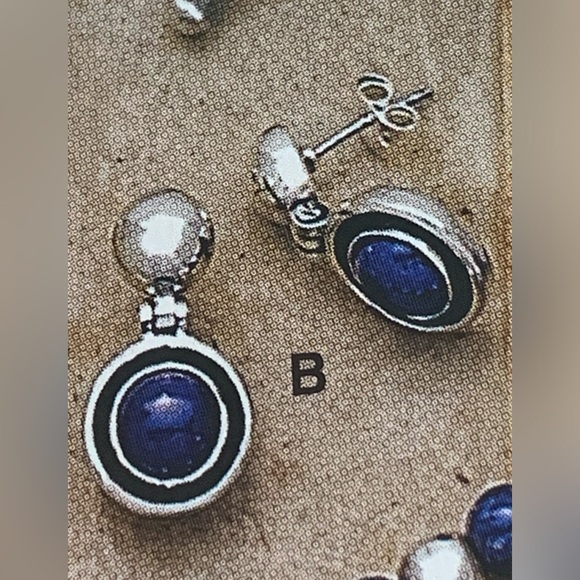Silpada RARE VHTF Oxidized Sterling Silver Round Hinged Earrings w/Blue Stones - Picture 12 of 12